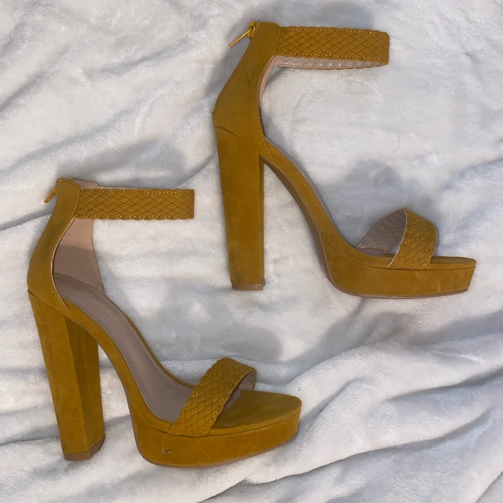 Mustard Block Heels